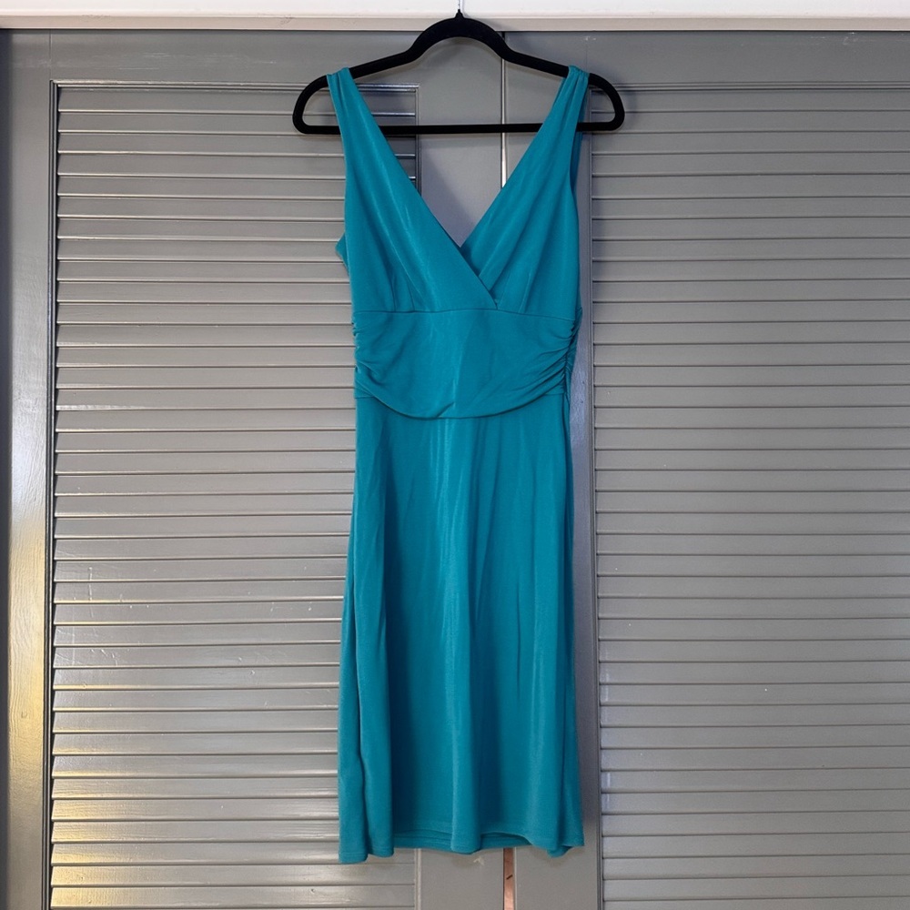 Ann Taylor LOFT Teal V Neck Dress